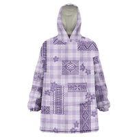 Hawaiian Quilt Tapa On Lilac Palaka Motifs Wearable Blanket Hoodie