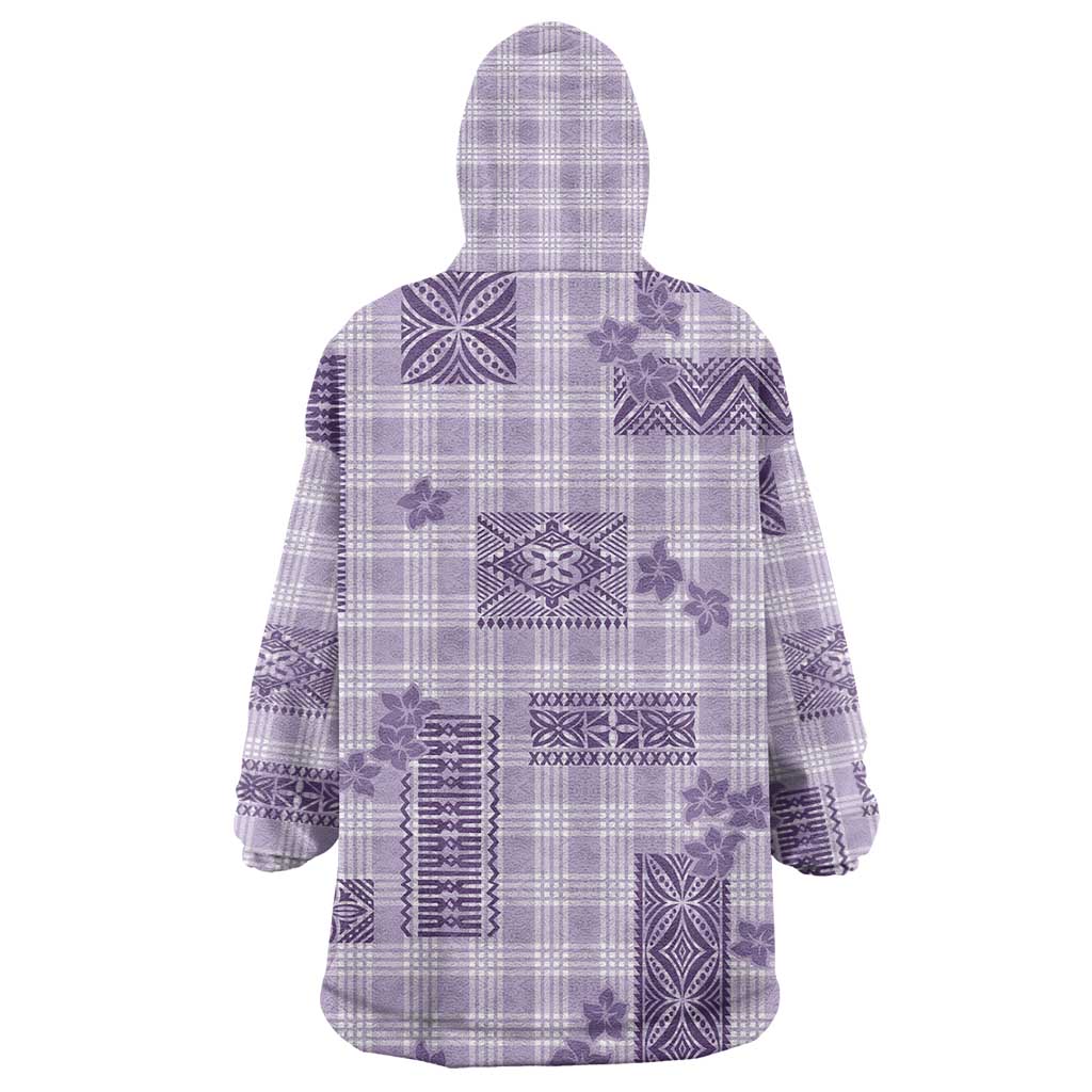 Hawaiian Quilt Tapa On Lilac Palaka Motifs Wearable Blanket Hoodie