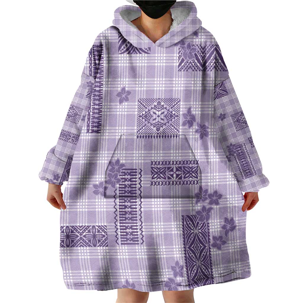 Hawaiian Quilt Tapa On Lilac Palaka Motifs Wearable Blanket Hoodie