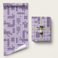 Hawaiian Quilt Tapa On Lilac Palaka Motifs Wrapping Paper
