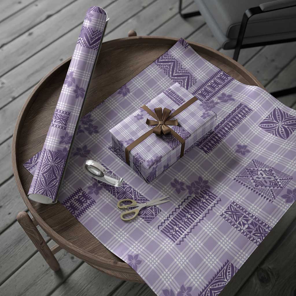 Hawaiian Quilt Tapa On Lilac Palaka Motifs Wrapping Paper