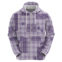 Hawaiian Quilt Tapa On Lilac Palaka Motifs Zip Hoodie