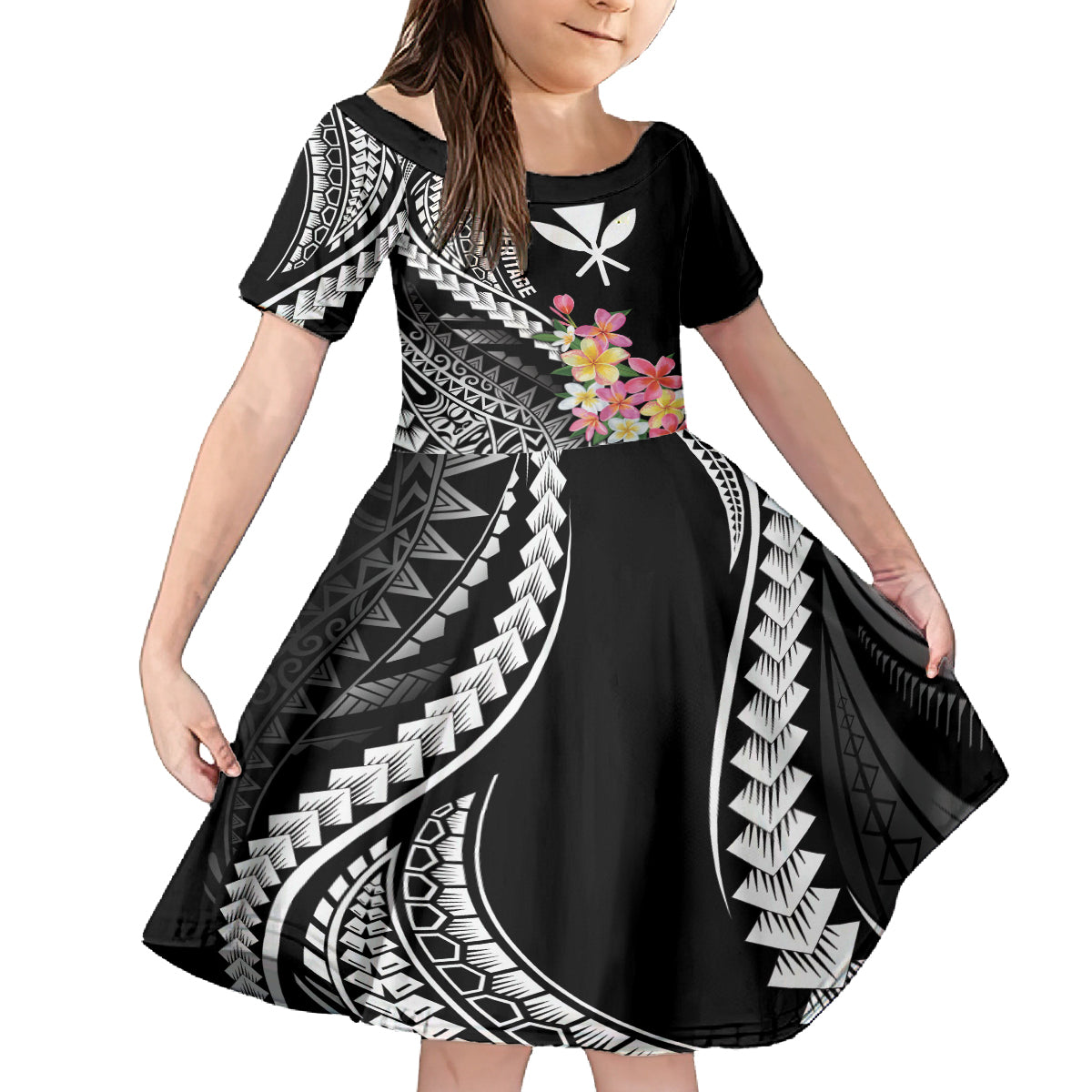 AAPI Heritage Month Family Matching Off Shoulder Short Dress and Hawaiian Shirt Kanaka Hawaii Plumeria