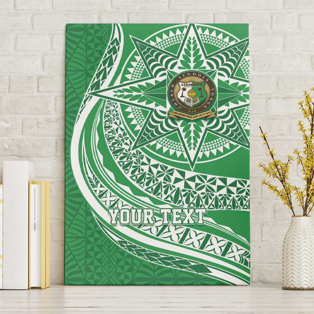 Tonga Liahona High School Personalized Canvas Wall Art Ngatu Tokelaufeletoa Motifs LT7 Without Frame Green - Polynesian Pride