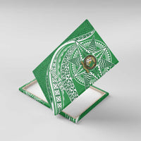 Tonga Liahona High School Personalized Canvas Wall Art Ngatu Tokelaufeletoa Motifs LT7 With Frame Green - Polynesian Pride