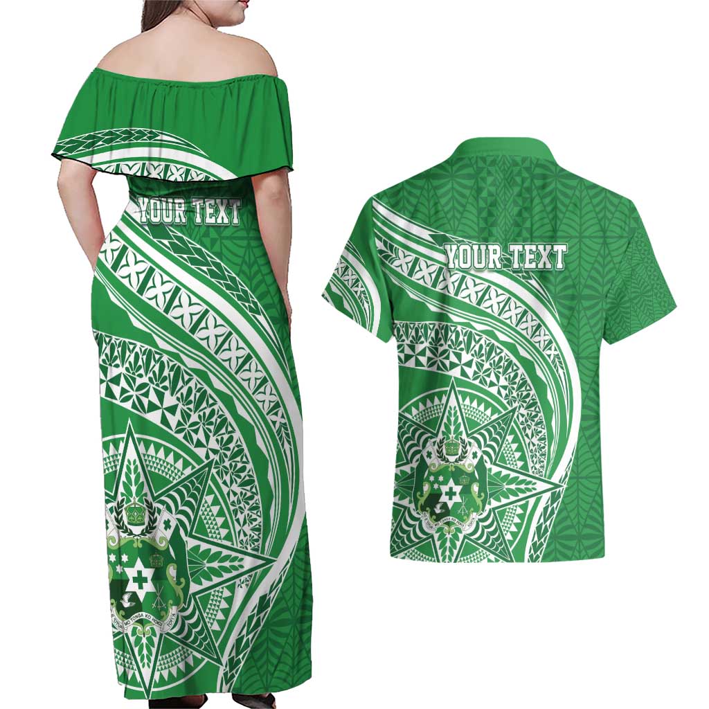 Tonga Liahona High School Personalized Couples Matching Off Shoulder Maxi Dress and Hawaiian Shirt Ngatu Tokelaufeletoa Motifs LT7 - Polynesian Pride
