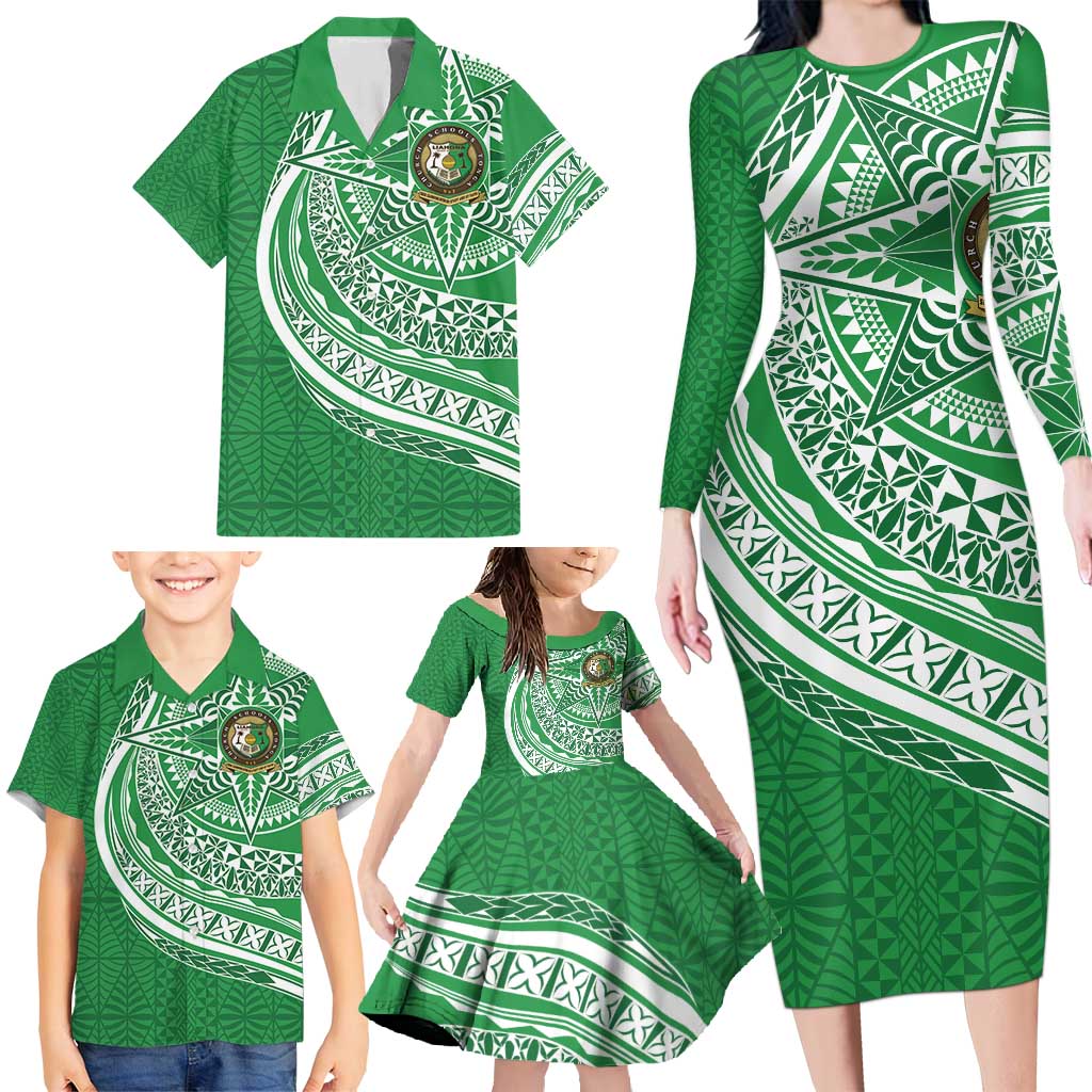 Tonga Liahona High School Personalized Family Matching Long Sleeve Bodycon Dress and Hawaiian Shirt Ngatu Tokelaufeletoa Motifs LT7 - Polynesian Pride