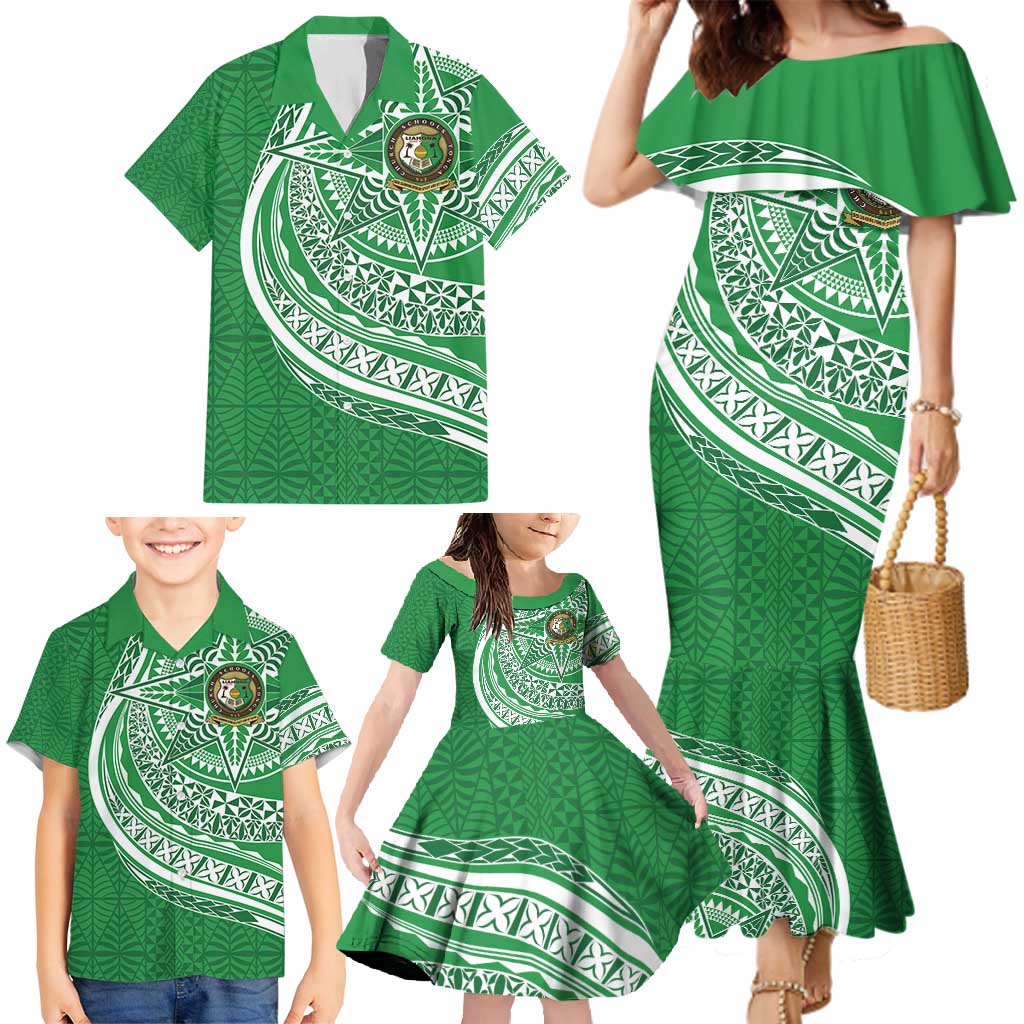 Tonga Liahona High School Personalized Family Matching Mermaid Dress and Hawaiian Shirt Ngatu Tokelaufeletoa Motifs LT7 - Polynesian Pride