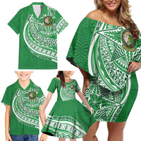 Tonga Liahona High School Personalized Family Matching Off Shoulder Short Dress and Hawaiian Shirt Ngatu Tokelaufeletoa Motifs LT7 - Polynesian Pride