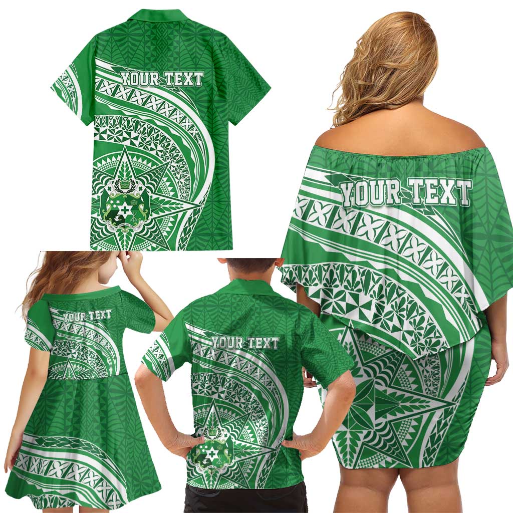 Tonga Liahona High School Personalized Family Matching Off Shoulder Short Dress and Hawaiian Shirt Ngatu Tokelaufeletoa Motifs LT7 - Polynesian Pride