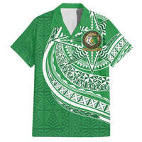 Tonga Liahona High School Personalized Family Matching Puletasi and Hawaiian Shirt Ngatu Tokelaufeletoa Motifs LT7 Dad's Shirt - Short Sleeve Green - Polynesian Pride