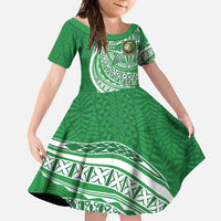 Tonga Liahona High School Personalized Family Matching Summer Maxi Dress and Hawaiian Shirt Ngatu Tokelaufeletoa Motifs LT7 Daughter's Dress Green - Polynesian Pride