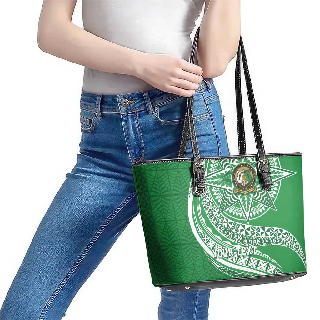 Tonga Liahona High School Personalized Leather Tote Bag Ngatu Tokelaufeletoa Motifs