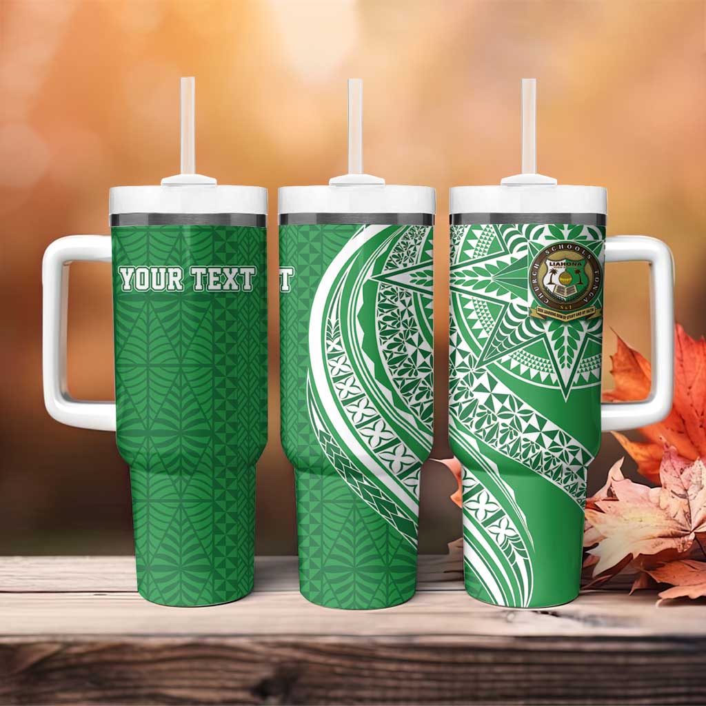 Tonga Liahona High School Personalized Tumbler With Handle Ngatu Tokelaufeletoa Motifs