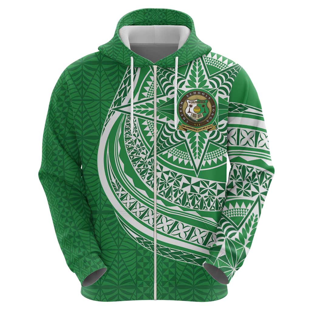Tonga Liahona High School Personalized Zip Hoodie Ngatu Tokelaufeletoa Motifs LT7 - Polynesian Pride