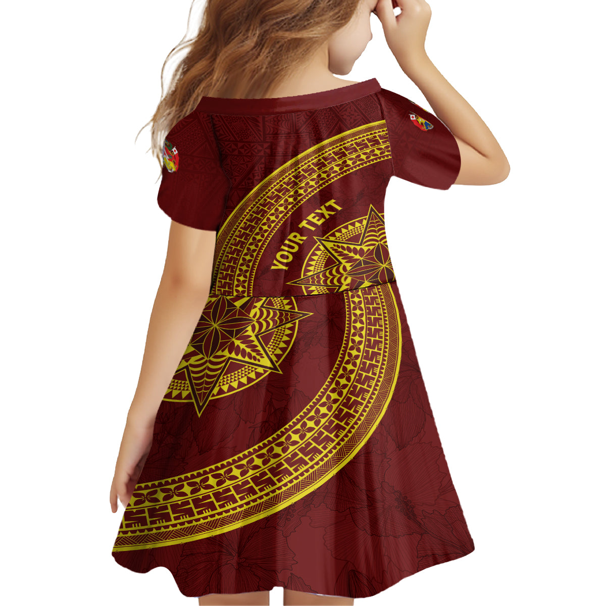 Tonga High School Family Matching Off Shoulder Short Dress and Hawaiian Shirt THS Anniversary Ngatu Motif LT7 - Polynesian Pride
