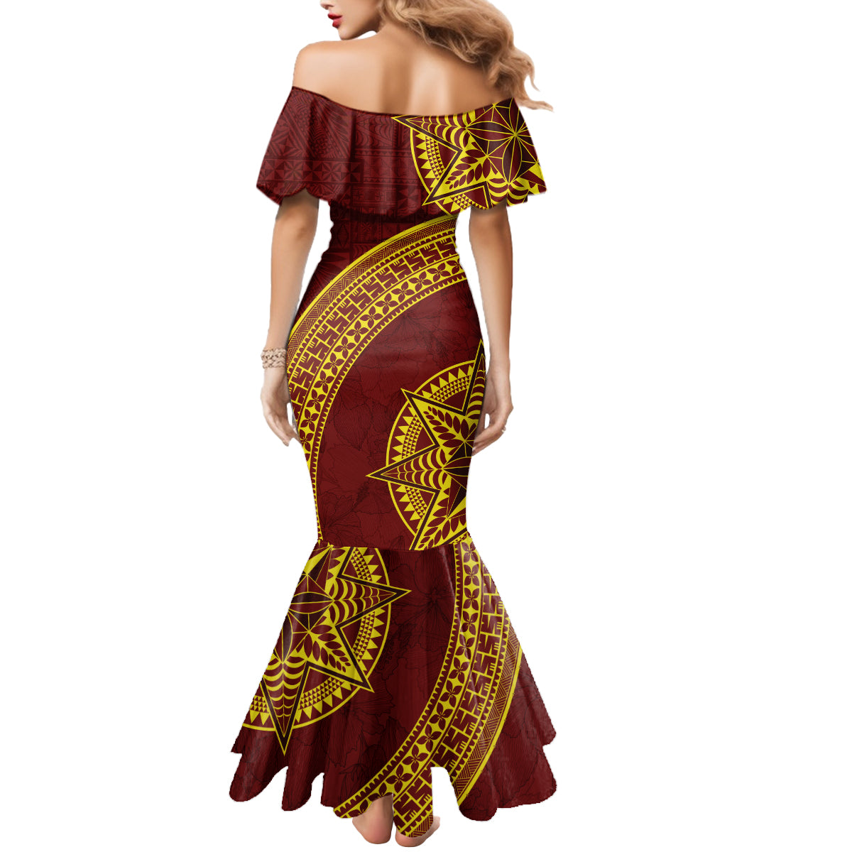 Tonga High School Mermaid Dress THS Anniversary Ngatu Motif