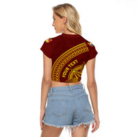 Tonga High School Raglan Cropped T Shirt THS Anniversary Ngatu Motif
