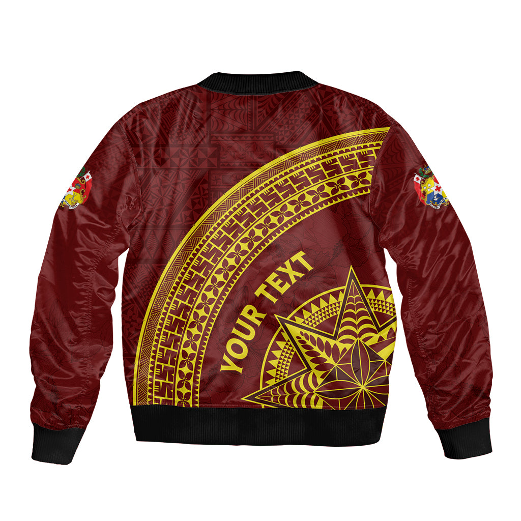 Tonga High School Sleeve Zip Bomber Jacket THS Anniversary Ngatu Motif