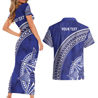 Tupou College Toloa Couples Matching Short Sleeve Bodycon Dress and Hawaiian Shirt Ngatu Tapa Mix Style LT7 - Polynesian Pride