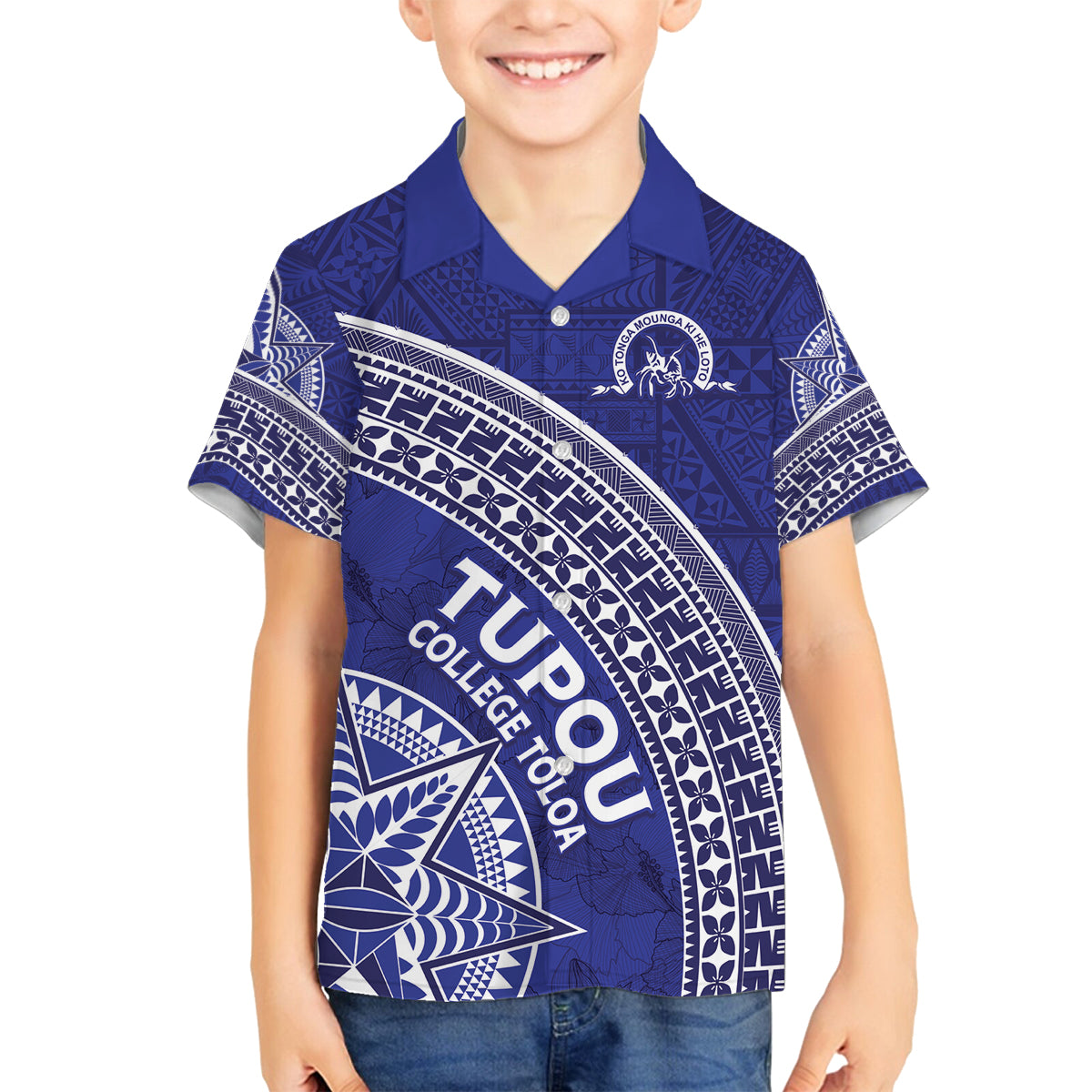 Tupou College Toloa Family Matching Long Sleeve Bodycon Dress and Hawaiian Shirt Ngatu Tapa Mix Style LT7 Son's Shirt Blue - Polynesian Pride