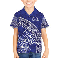 Tupou College Toloa Family Matching Puletasi and Hawaiian Shirt Ngatu Tapa Mix Style LT7 Son's Shirt Blue - Polynesian Pride
