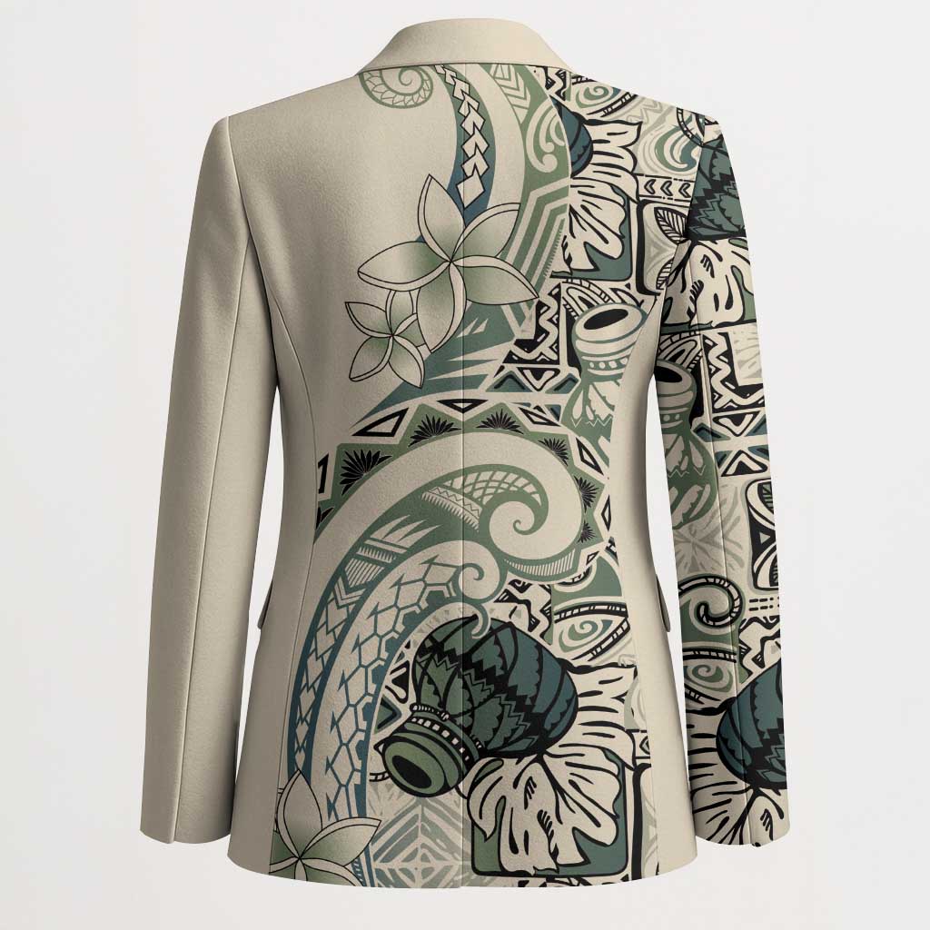 Aloha Hawaii Tapa Blazer Summer Green Hawaiian Ipu - Polynesian Pride