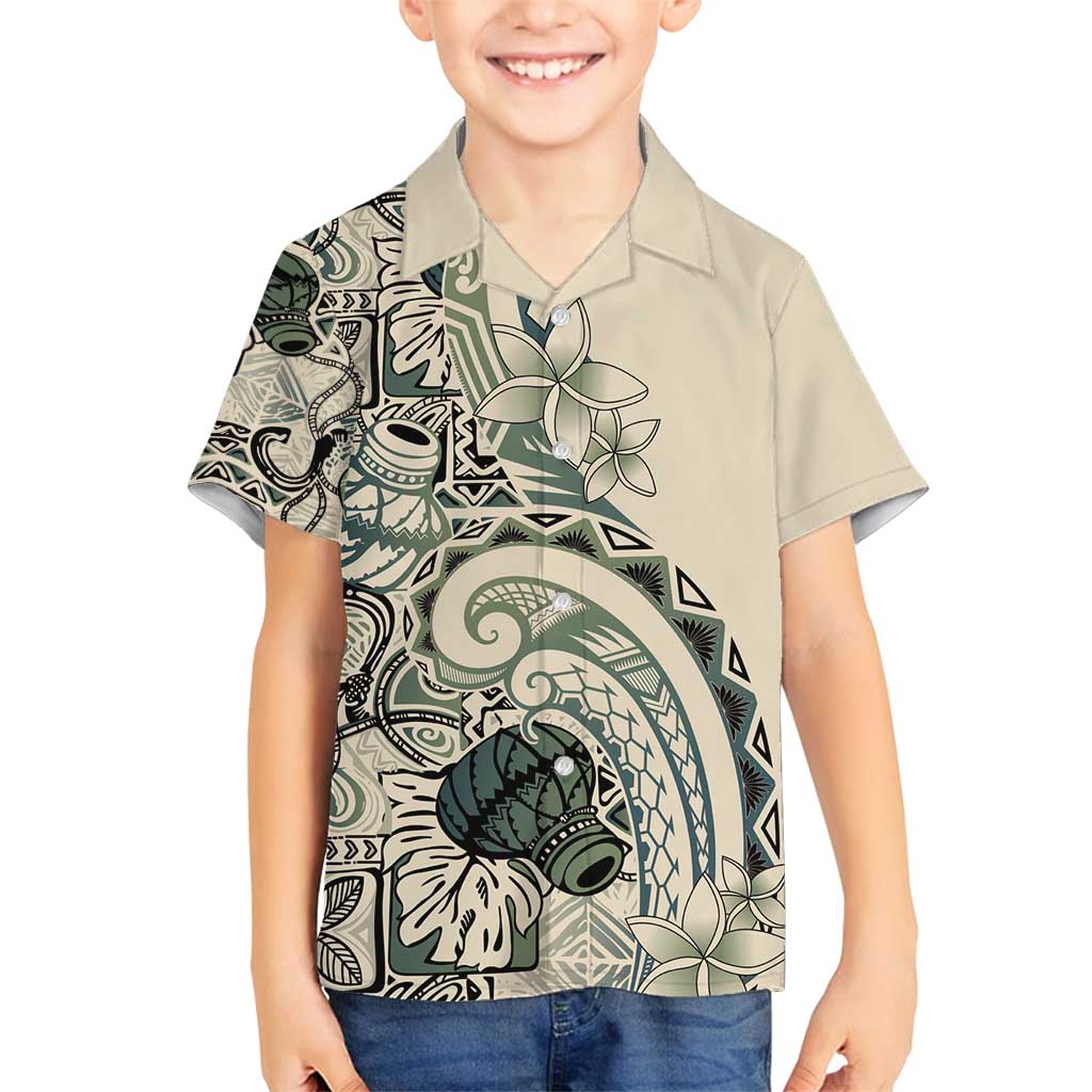 Aloha Hawaii Tapa Family Matching Long Sleeve Bodycon Dress and Hawaiian Shirt Summer Green Hawaiian Ipu LT7 Son's Shirt Emerald - Polynesian Pride