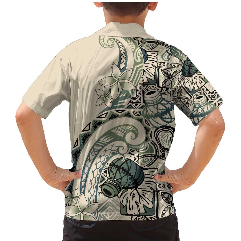 Aloha Hawaii Tapa Family Matching Mermaid Dress and Hawaiian Shirt Summer Green Hawaiian Ipu LT7 - Polynesian Pride