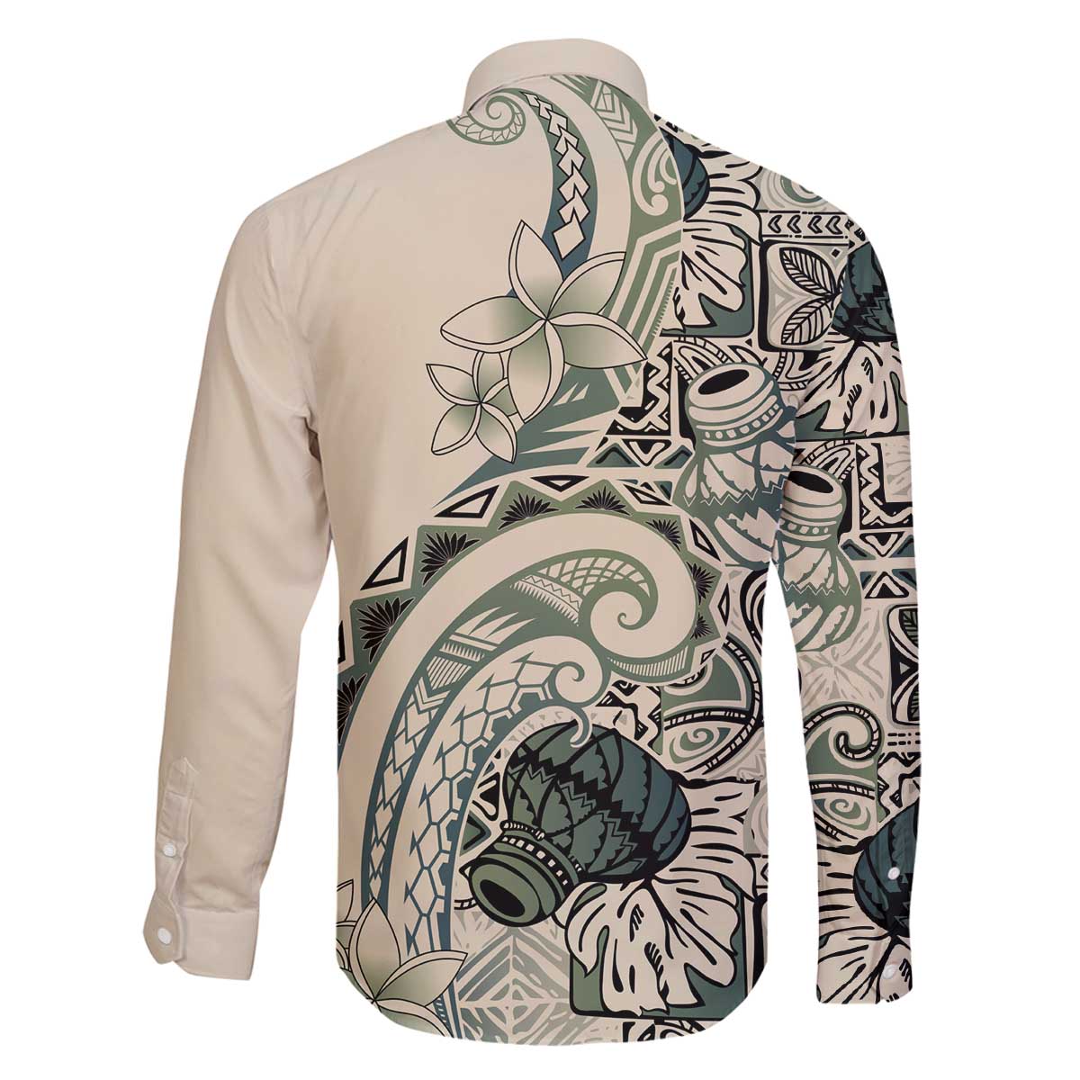 Aloha Hawaii Tapa Family Matching Off The Shoulder Long Sleeve Dress and Hawaiian Shirt Summer Green Hawaiian Ipu LT7 - Polynesian Pride