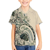 Aloha Hawaii Tapa Family Matching Off Shoulder Maxi Dress and Hawaiian Shirt Summer Green Hawaiian Ipu LT7 Son's Shirt Emerald - Polynesian Pride