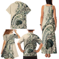 Aloha Hawaii Tapa Family Matching Tank Maxi Dress and Hawaiian Shirt Summer Green Hawaiian Ipu LT7 - Polynesian Pride