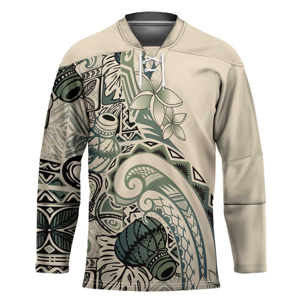 Aloha Hawaii Tapa Hockey Jersey Summer Green Hawaiian Ipu - Polynesian Pride