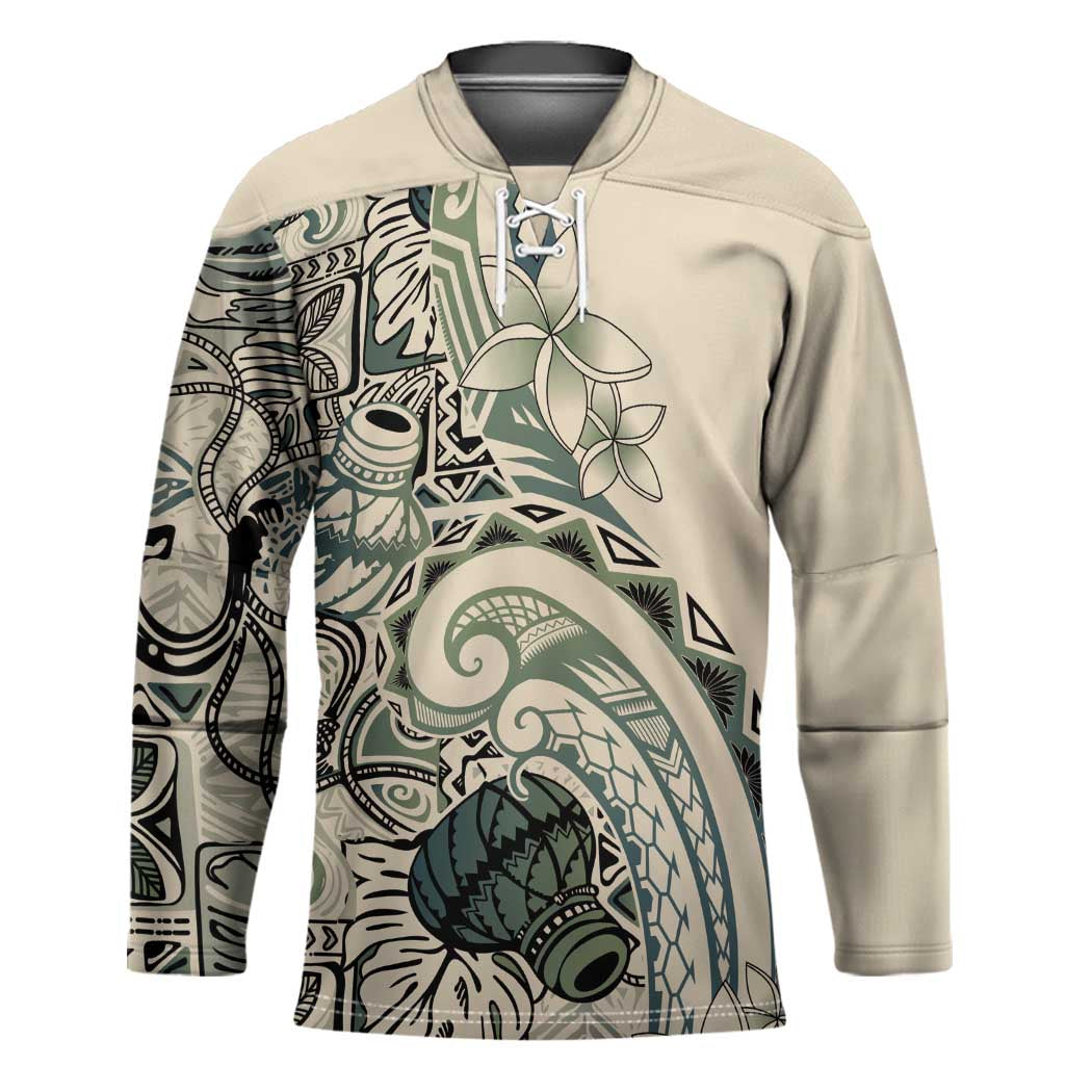Aloha Hawaii Tapa Hockey Jersey Summer Green Hawaiian Ipu - Polynesian Pride