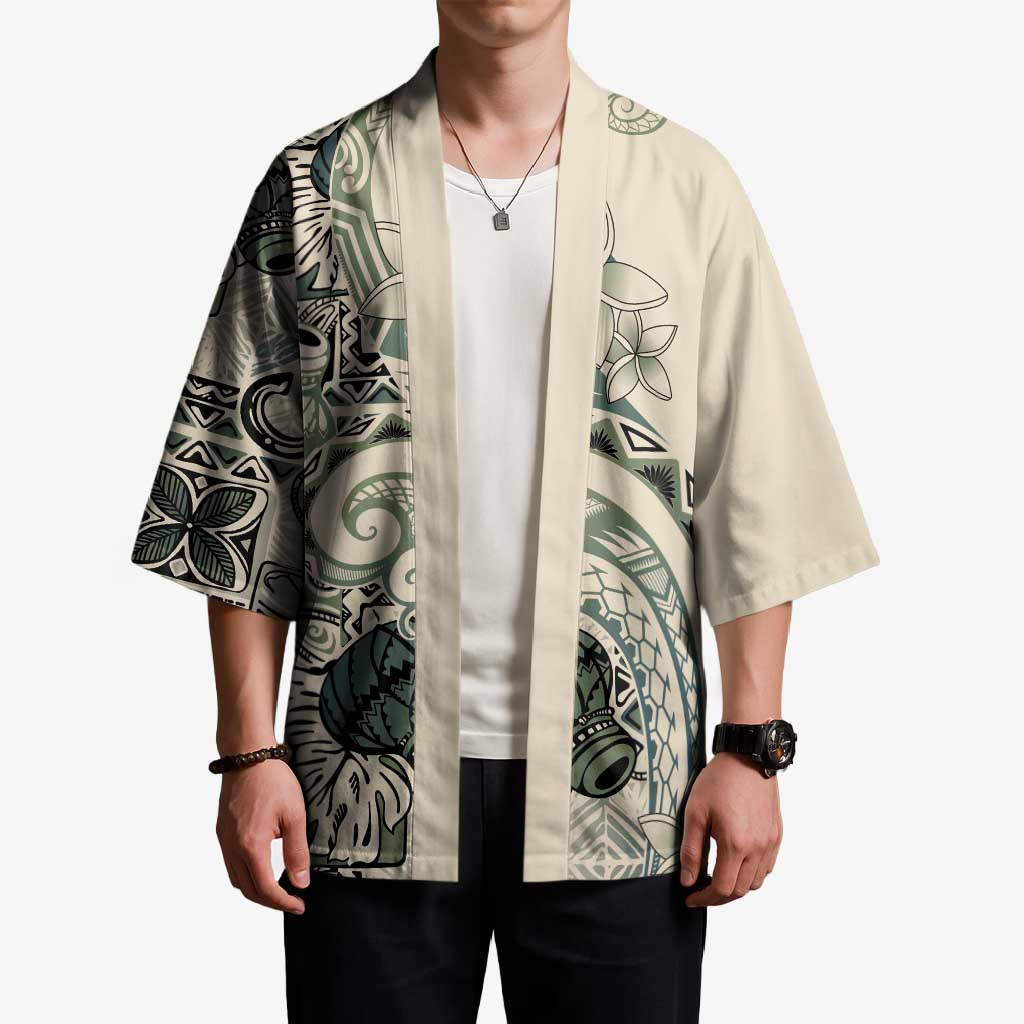 Aloha Hawaii Tapa Kimono Summer Green Hawaiian Ipu LT7 - Polynesian Pride