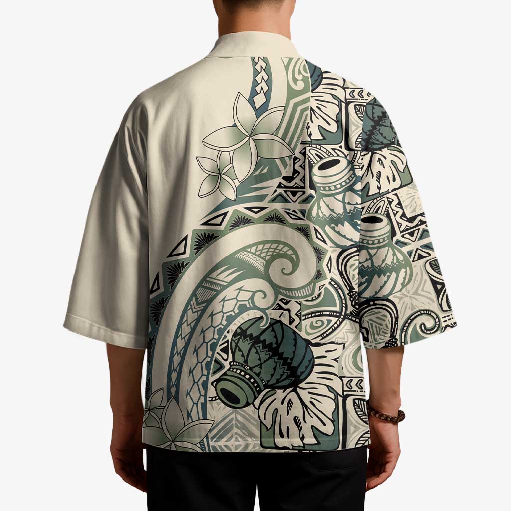 Aloha Hawaii Tapa Kimono Summer Green Hawaiian Ipu LT7 - Polynesian Pride