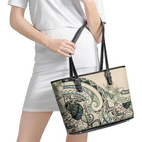 Aloha Hawaii Tapa Leather Tote Bag Summer Green Hawaiian Ipu - Polynesian Pride