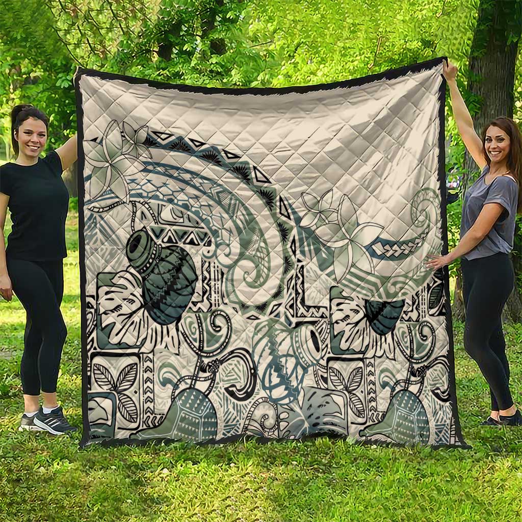 Aloha Hawaii Tapa Quilt Summer Green Hawaiian Ipu - Polynesian Pride