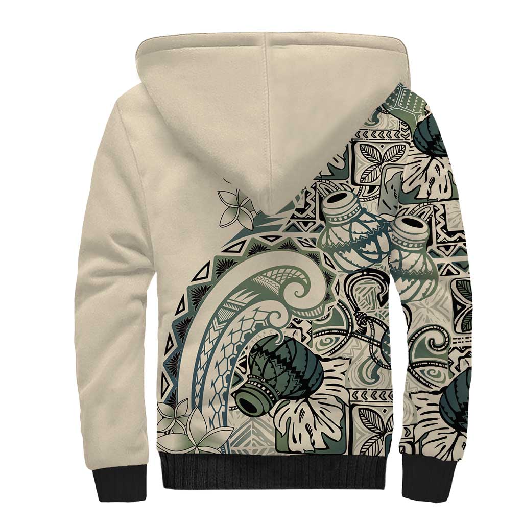 Aloha Hawaii Tapa Sherpa Hoodie Summer Green Hawaiian Ipu - Polynesian Pride
