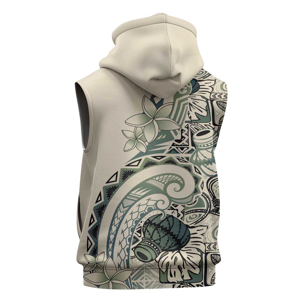 Aloha Hawaii Tapa Sleeveless Zip Hoodie Summer Green Hawaiian Ipu LT7