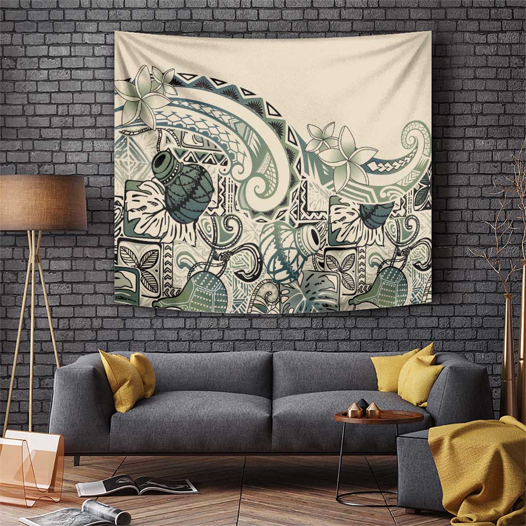 Aloha Hawaii Tapa Tapestry Summer Green Hawaiian Ipu - Polynesian Pride