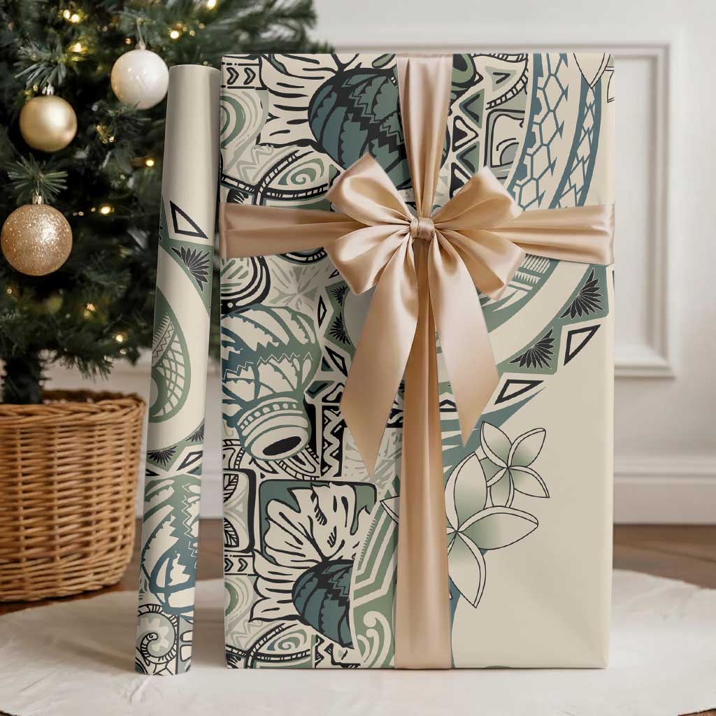 Aloha Hawaii Tapa Wrapping Paper Summer Green Hawaiian Ipu