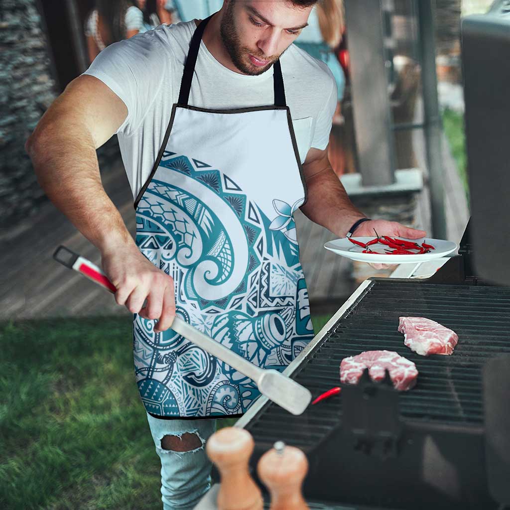 Aloha Hawaii Tapa Apron Cool Turquoise Hawaiian Ipu - Polynesian Pride
