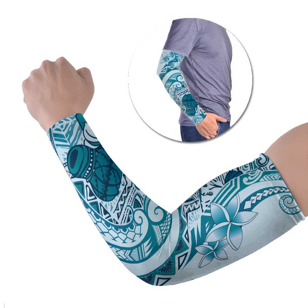 Aloha Hawaii Tapa Arm Sleeves Cool Turquoise Hawaiian Ipu LT7 Set of 2 Turquoise - Polynesian Pride