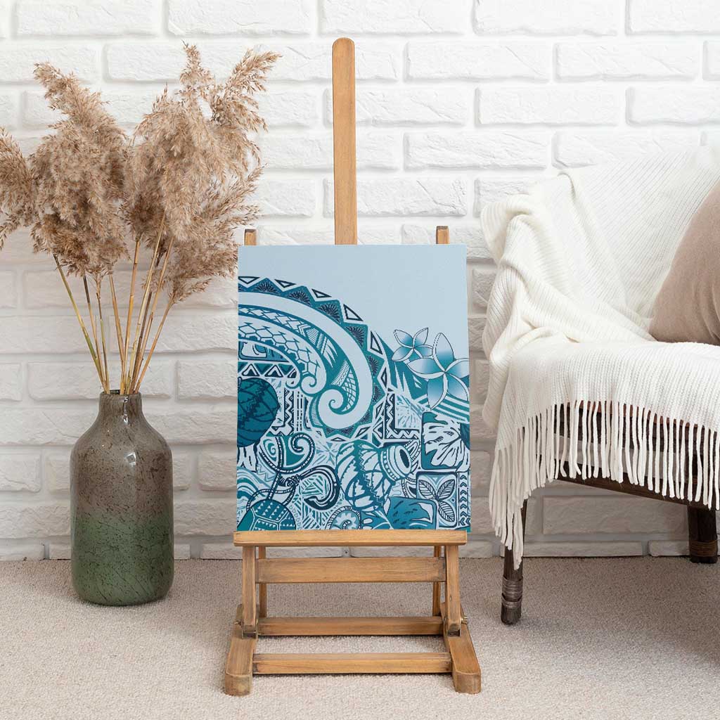 Aloha Hawaii Tapa Canvas Wall Art Cool Turquoise Hawaiian Ipu - Polynesian Pride
