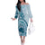 Aloha Hawaii Tapa Family Matching Off The Shoulder Long Sleeve Dress and Hawaiian Shirt Cool Turquoise Hawaiian Ipu - Polynesian Pride
