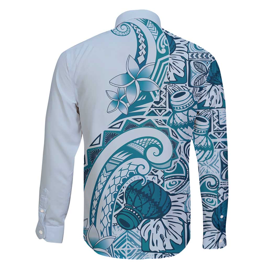 Aloha Hawaii Tapa Family Matching Short Sleeve Bodycon Dress and Hawaiian Shirt Cool Turquoise Hawaiian Ipu LT7 - Polynesian Pride