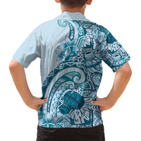 Aloha Hawaii Tapa Family Matching Tank Maxi Dress and Hawaiian Shirt Cool Turquoise Hawaiian Ipu LT7 - Polynesian Pride