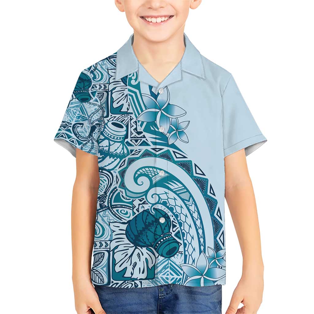 Aloha Hawaii Tapa Hawaiian Shirt Cool Turquoise Hawaiian Ipu - Polynesian Pride