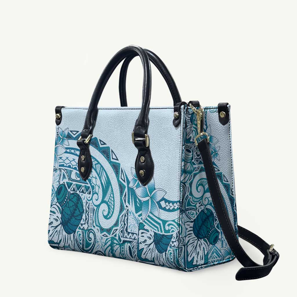 Aloha Hawaii Tapa Leather Bag Cool Turquoise Hawaiian Ipu - Polynesian Pride